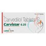  カービスター　Carvistar、ジェネリックコレグ　Coreg、カルベジロール　6.25mg　箱